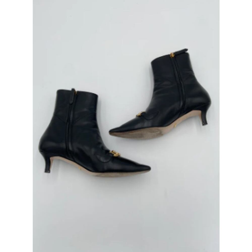 Gucci Black Leather Zumi Kitten Heel Ankle Boots size 37 - Picture 6 of 12